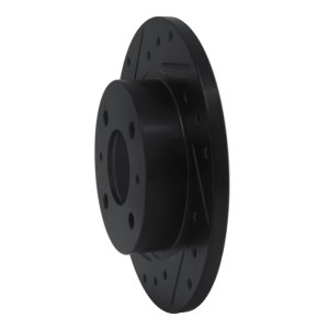 Nissan Pulsar NX Brake Rotor (1) - Front Left - R1 Concepts - Drilled & Slotted - Black - `86-`06